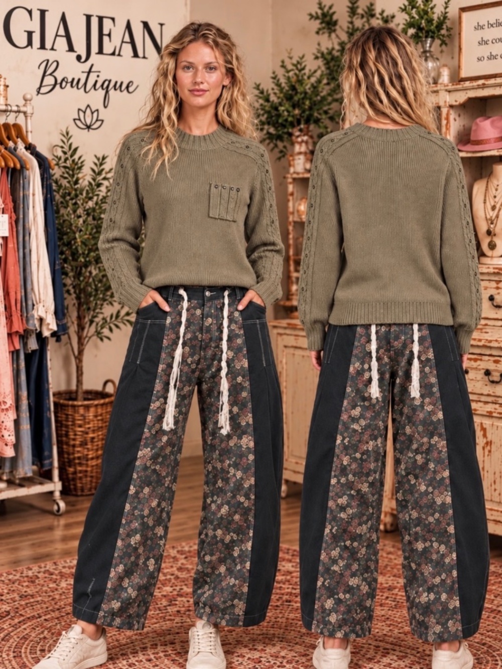 ❤️ POL “ DENVER 2 “ POL WOVEN PANTS WITH CONTRAST PANELING 77
